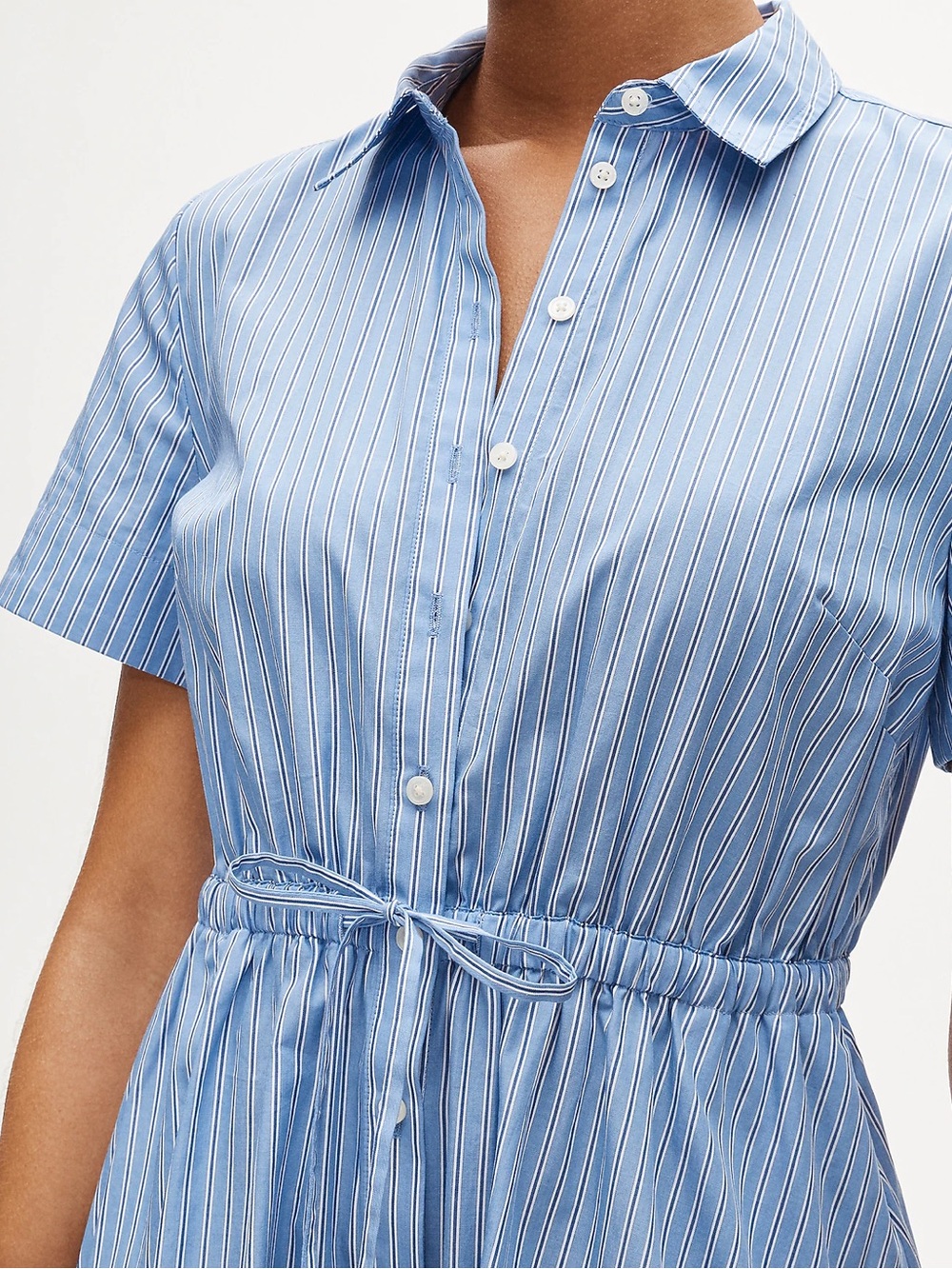 NWT J.Crew Cerise Shirt Dress in Blue and White Stripe, Size 10 - Picture 2 of 9
